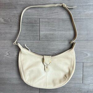 Vintage Ganson White Crescent Hobo Cream Leather Purse Shoulder Bag
